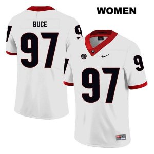 Women's Georgia Bulldogs NCAA #97 Brooks Buce Nike Stitched White Legend Authentic College Football Jersey UWO0454PM